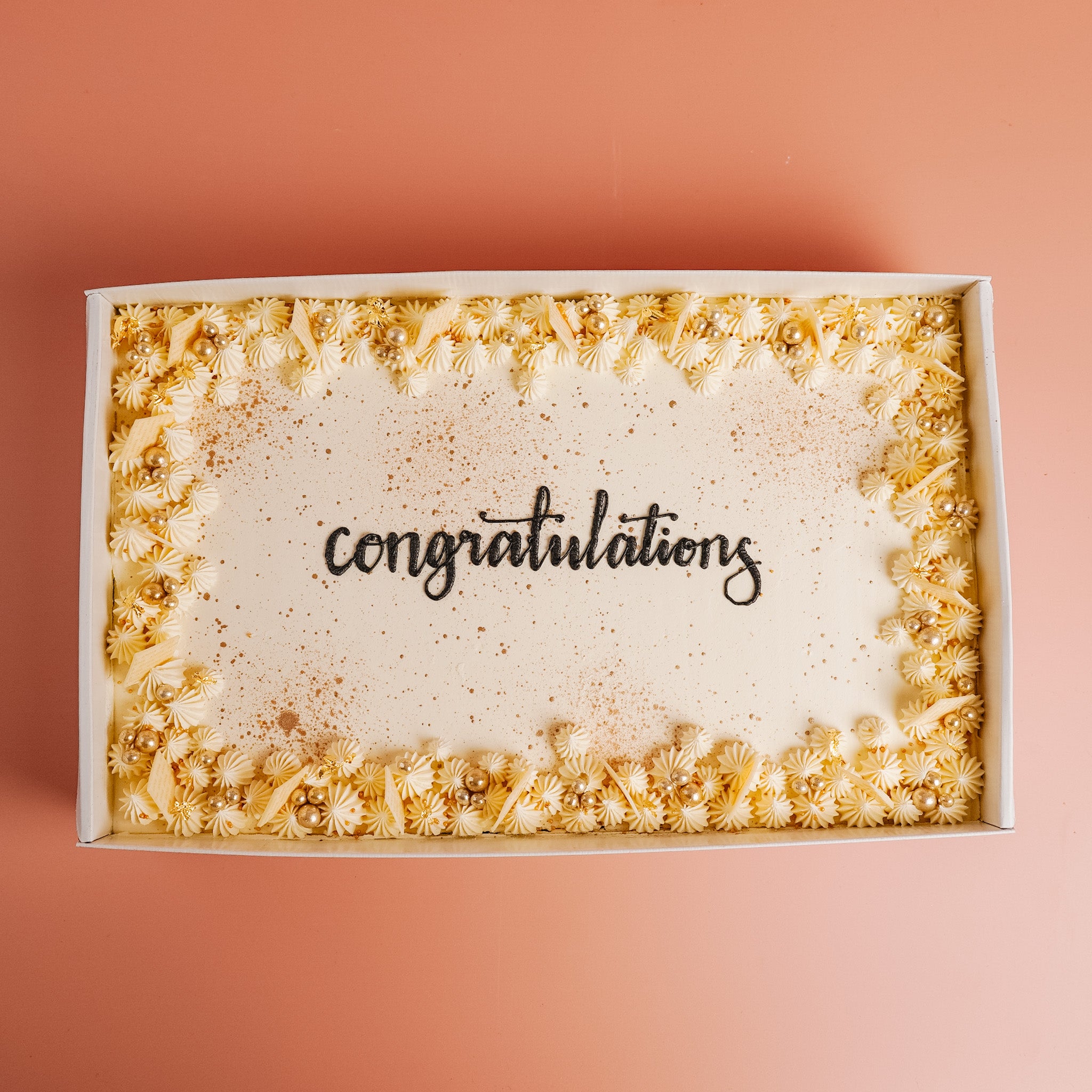 White & Gold Sheet Cake