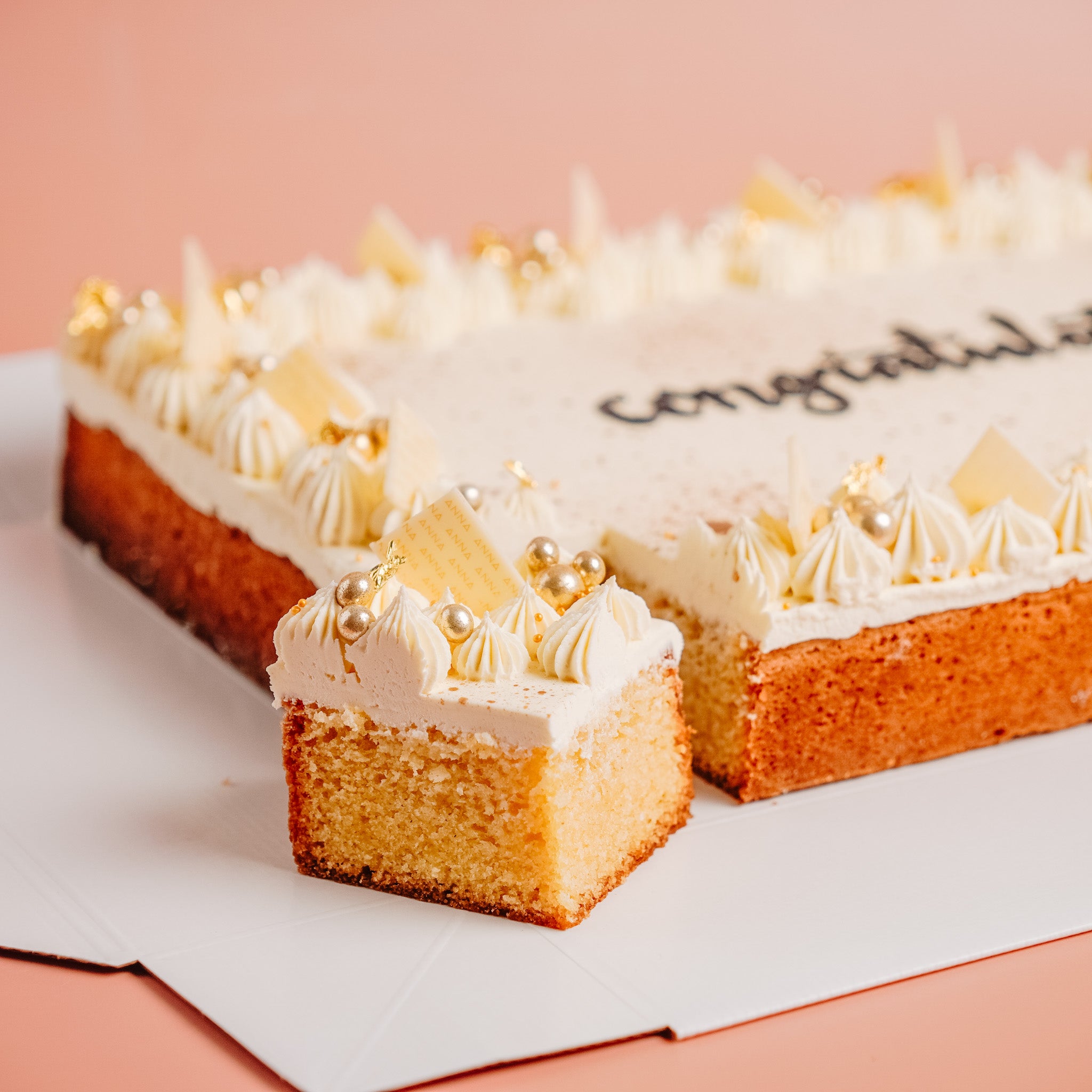 White & Gold Sheet Cake