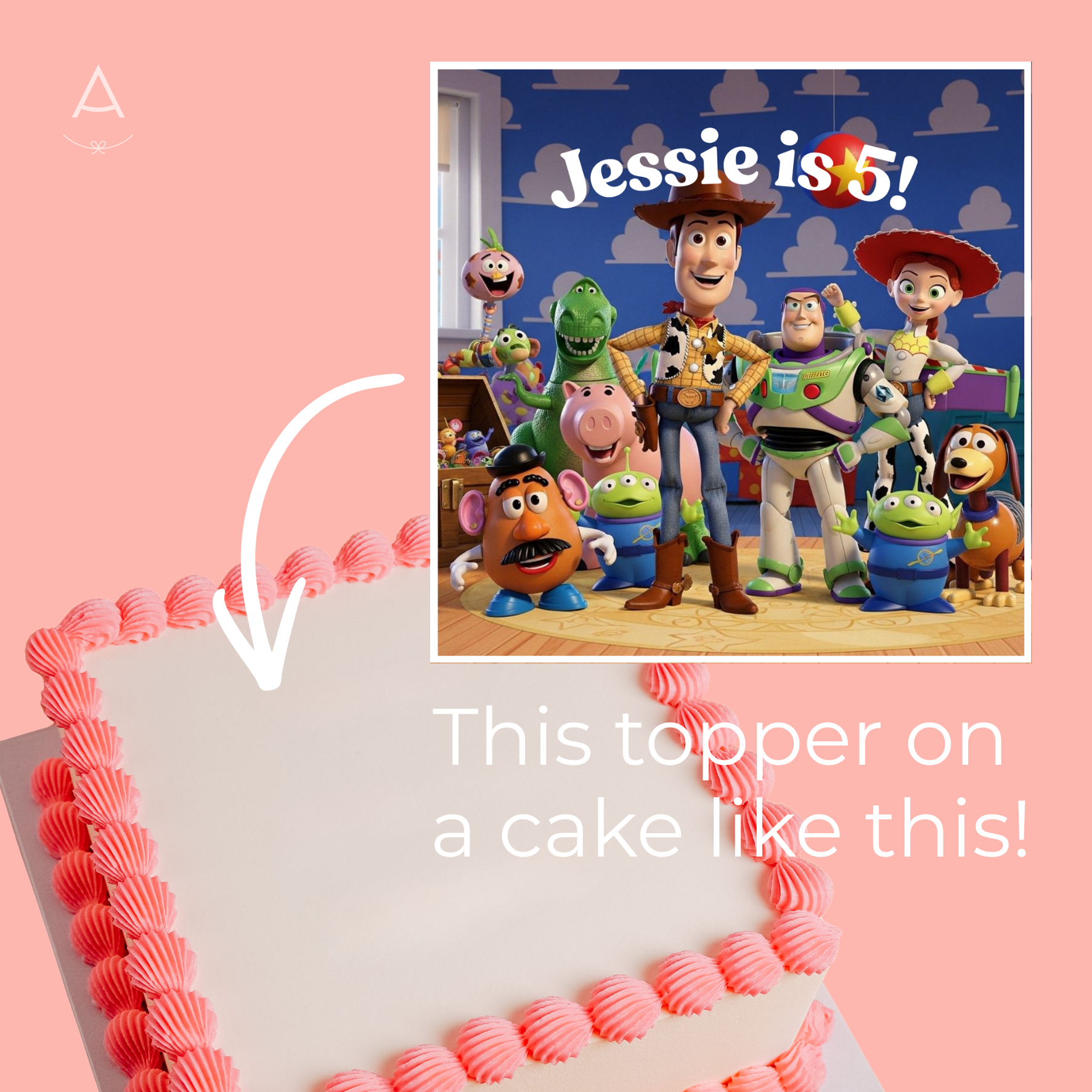 Toy Story cake topper with characters and &