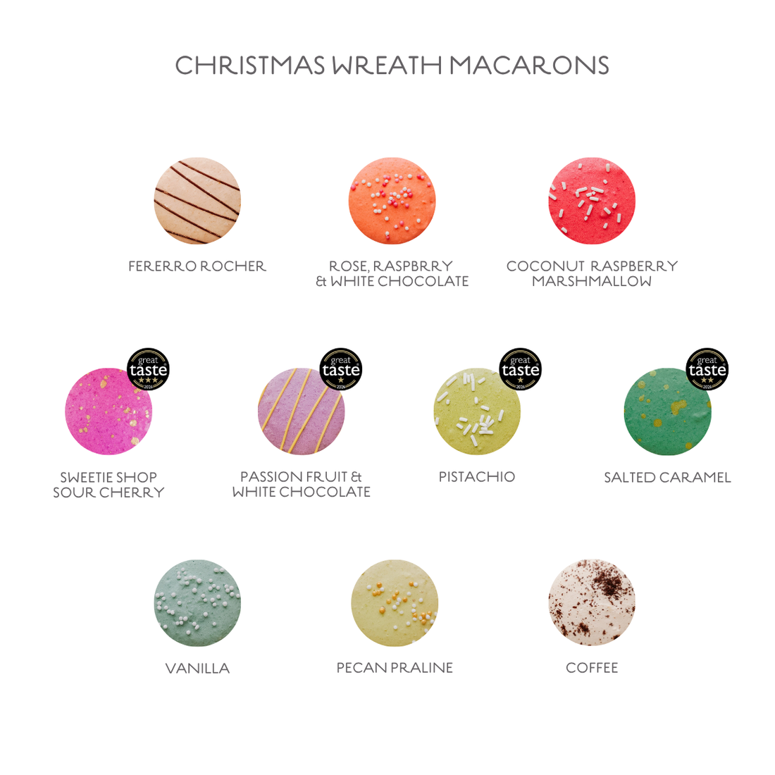 Rainbow Christmas Macaron Wreath Box (20 Pieces)