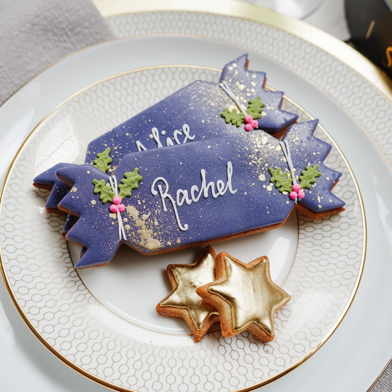 Personalised Navy Christmas Cracker Biscuit