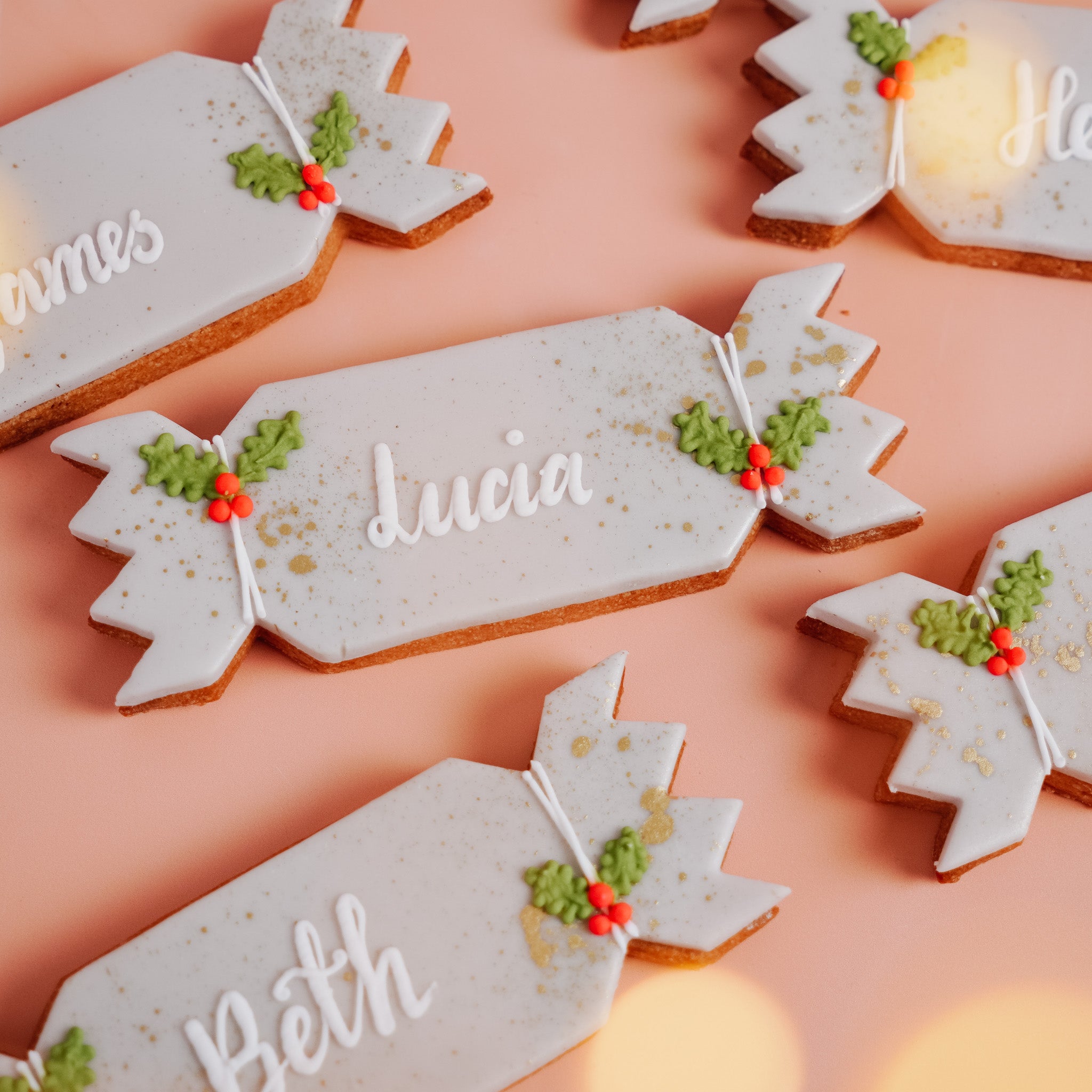 Personalised Christmas Grey Cracker Biscuit Box