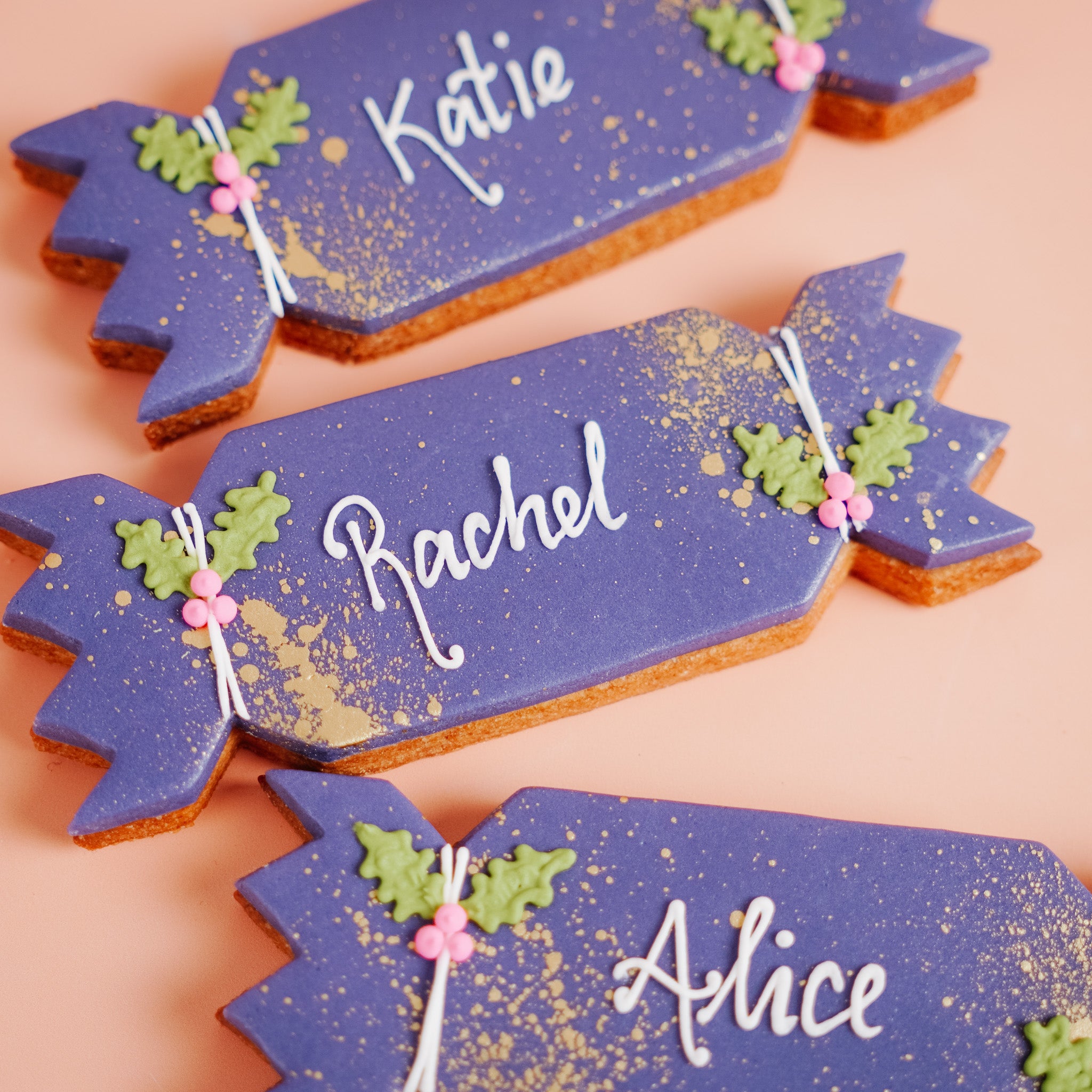 Personalised Navy Christmas Cracker Biscuit