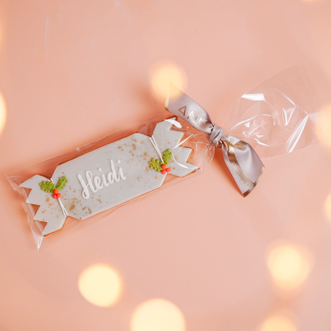 Personalised Grey Christmas Cracker Biscuit