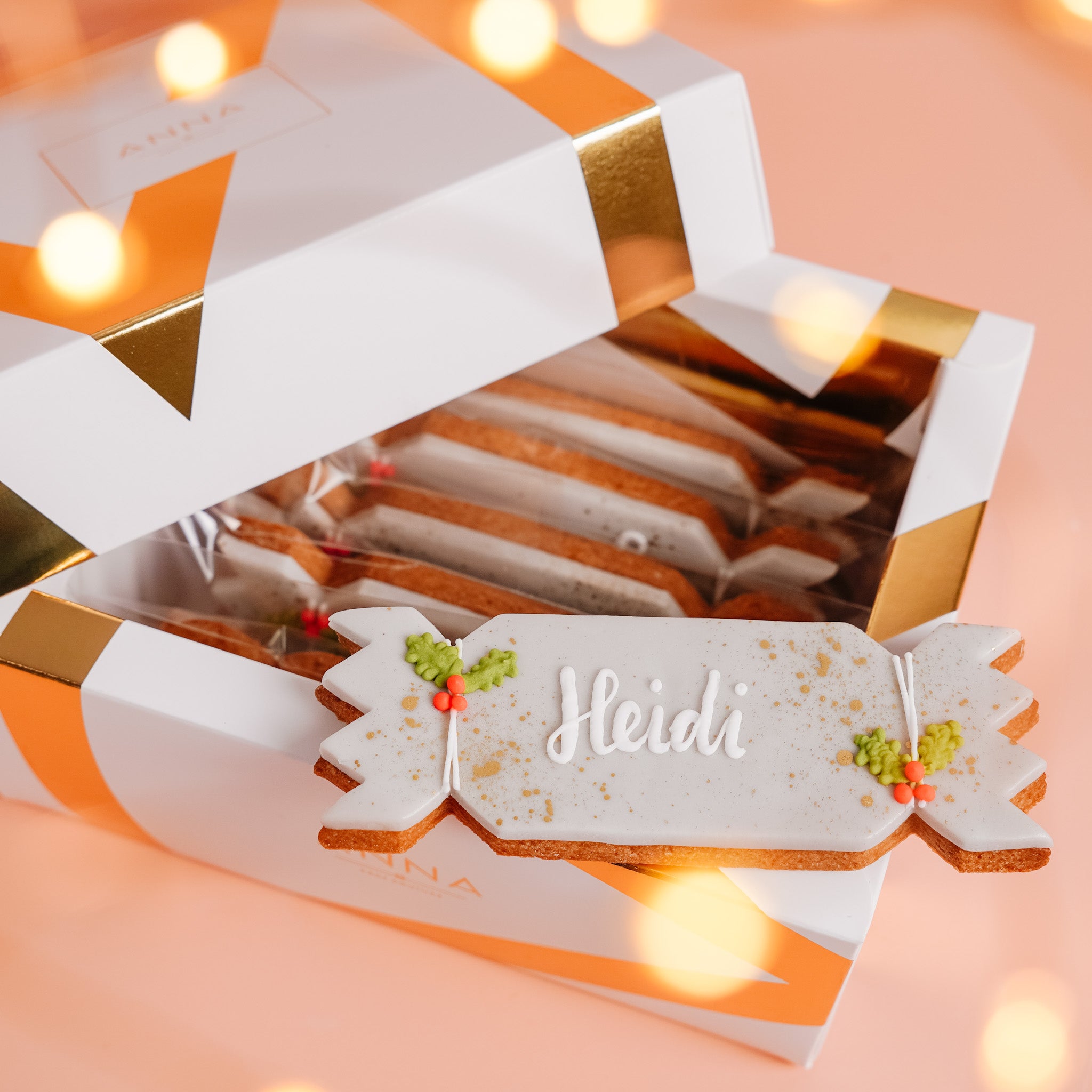 Personalised Christmas Grey Cracker Biscuit Box