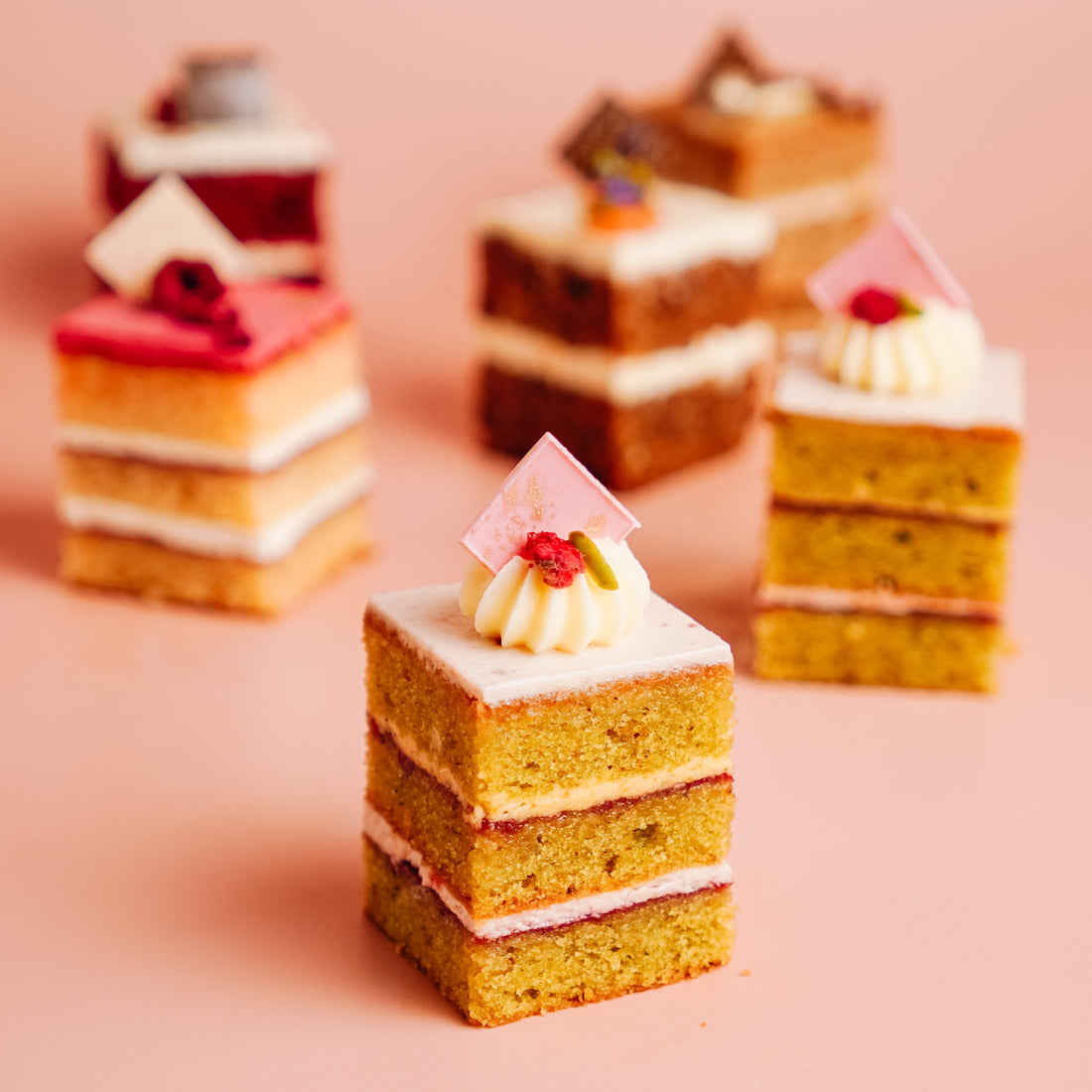 Rose, Raspberry &amp; Pistachio CubiCakes