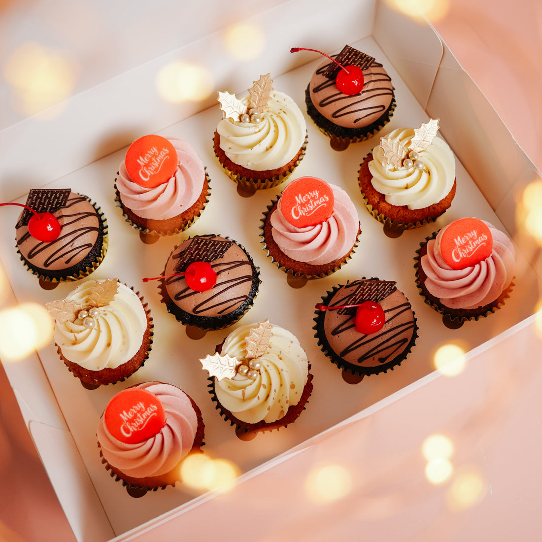 Christmas Cupcake Selection Box (12 Cupcakes), another view