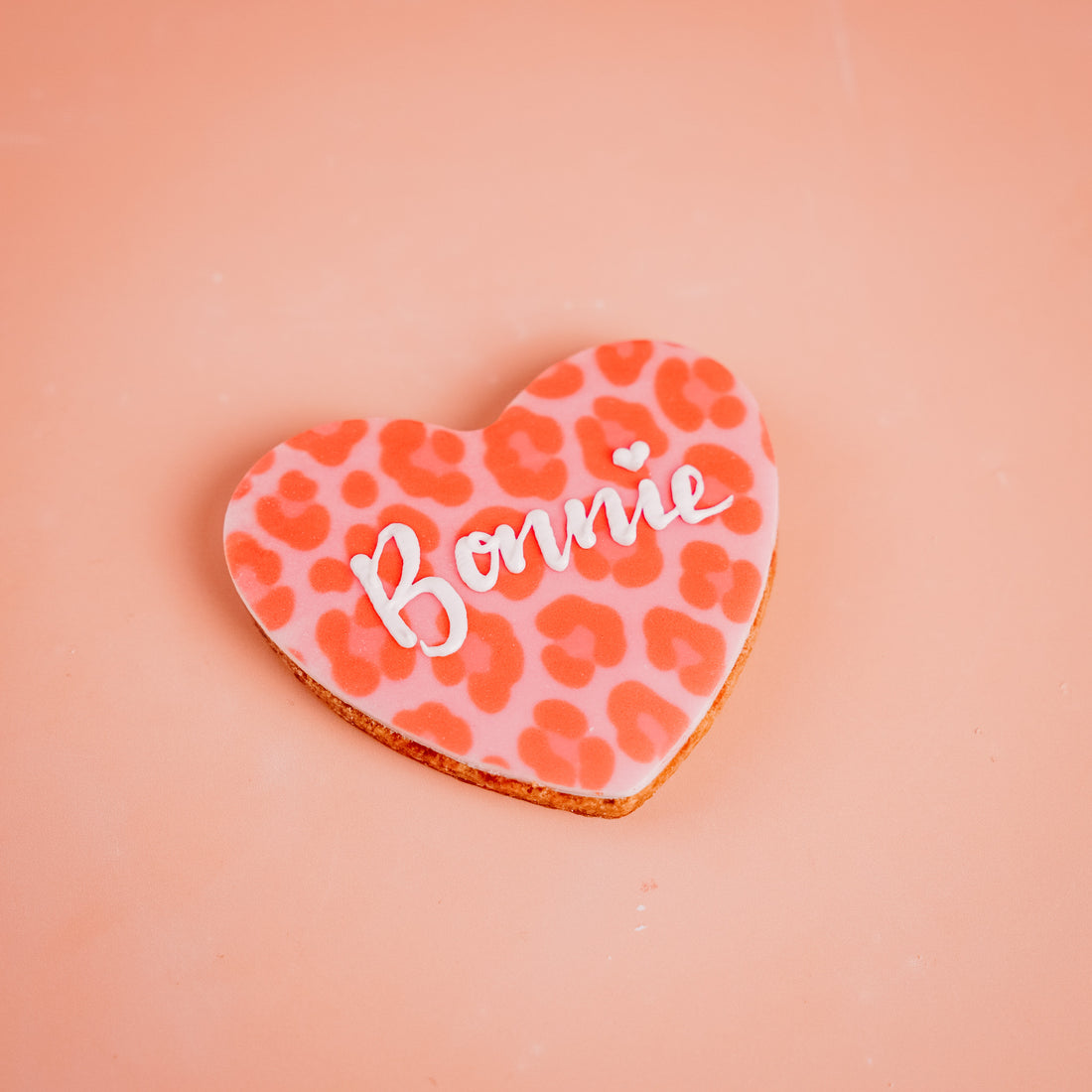 Personalised Pink Leopard Heart Biscuit