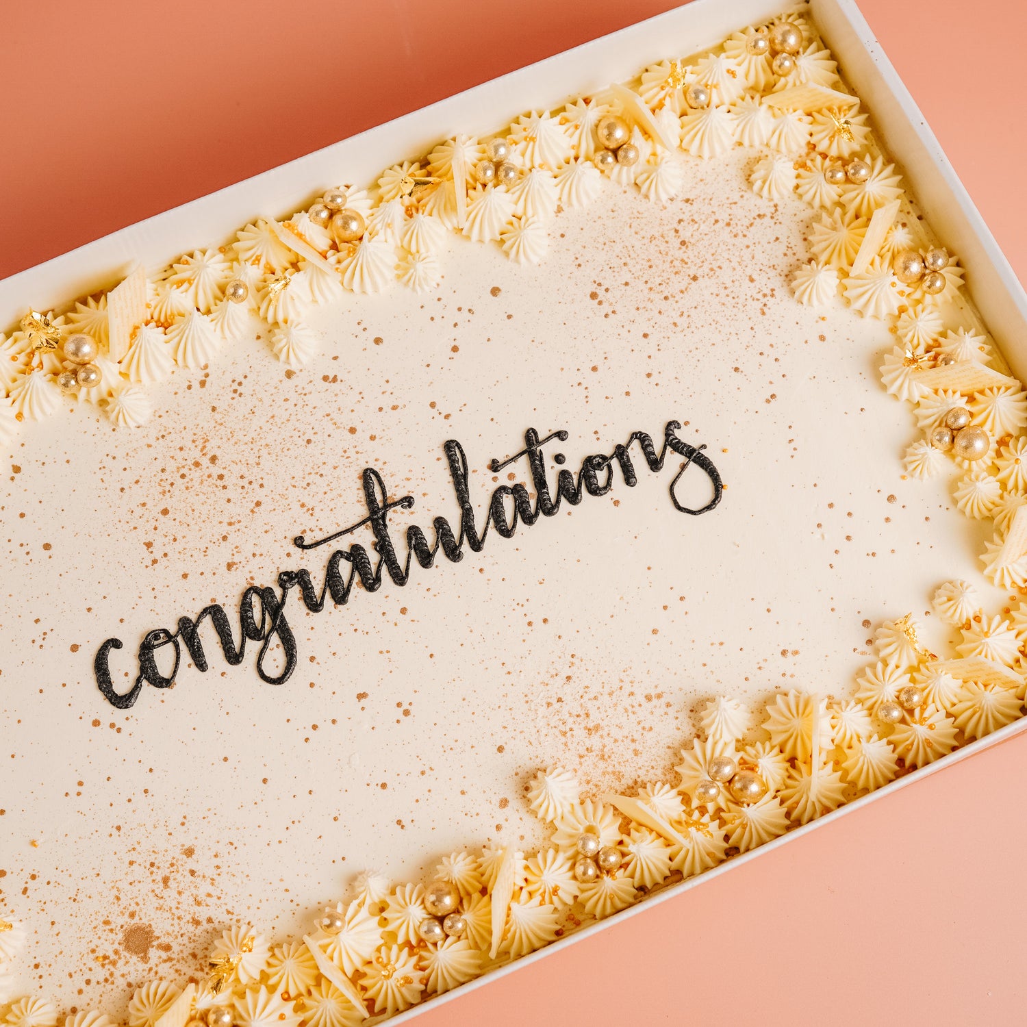 White &amp; Gold Sheet Cake
