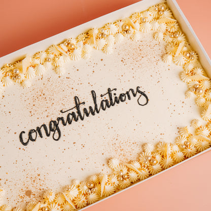 White &amp; Gold Sheet Cake
