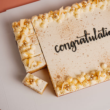 White &amp; Gold Sheet Cake