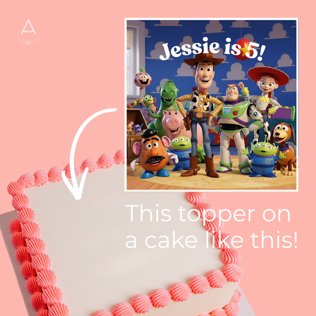 Toy Story cake topper with characters and &