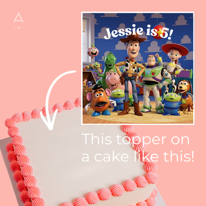 Toy Story cake topper with characters and &