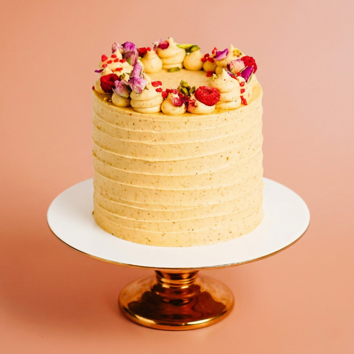 Rose, Raspberry and Pistachio Cake